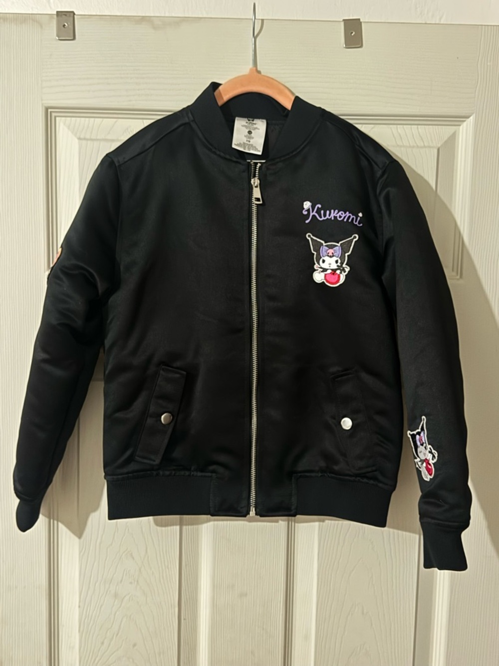 Sanrio Kuromi Black Bomber Jacket with Pink & White Details